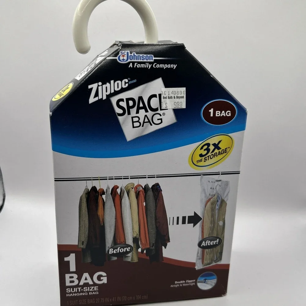 Ziploc Space Bag Hanging Vacuum Seal Storage Bag Suit Size 27.75x41 Vintage 2012